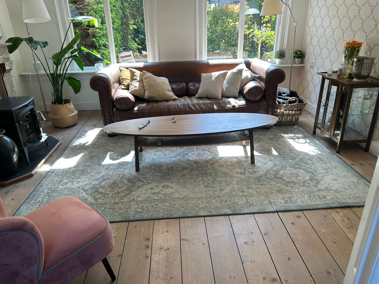 IKEA VONSBÄK vloerkleed 200x300 cm – als nieuw, Ophalen, Groen, Zo goed als nieuw, 5 tot 10 m²