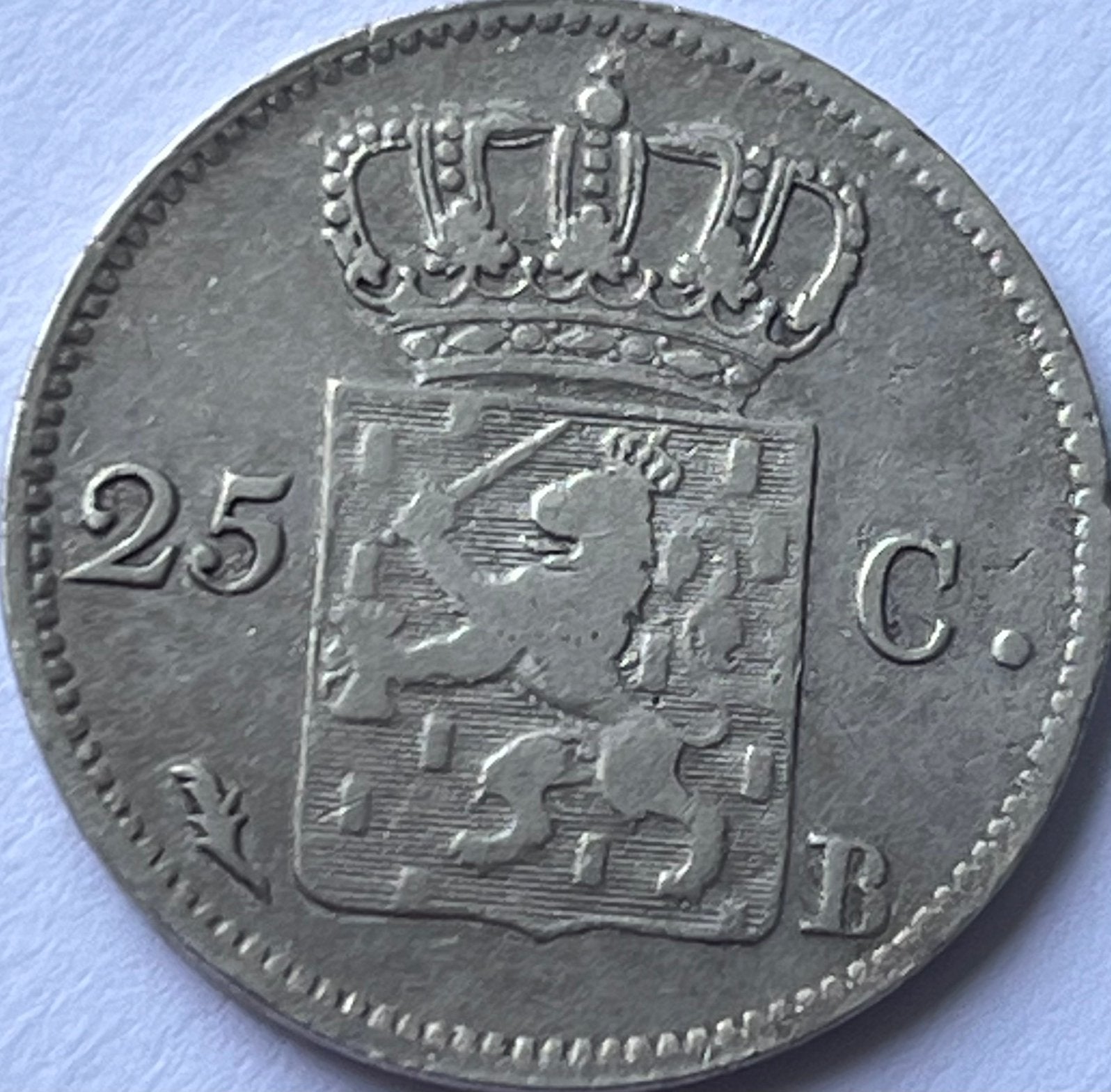 Zilveren kwartje 1823B, Postzegels en Munten, Zilver, 25 cent, Ophalen of Verzenden, Koning Willem I
