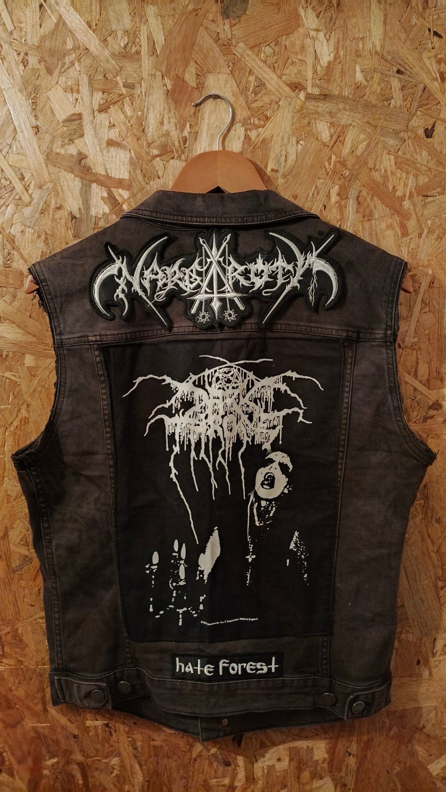 Black Metal Denim Battle Vest, Ophalen of Verzenden, Gedragen, Maat 52/54 (L), Zwart