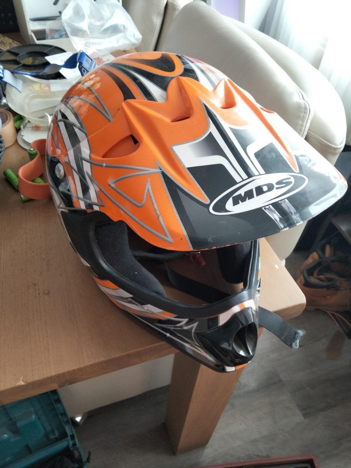 MDS Offroadhelm - Oranje/Zwart met RC4 design, Tweedehands, Ophalen, Overige merken, Heren