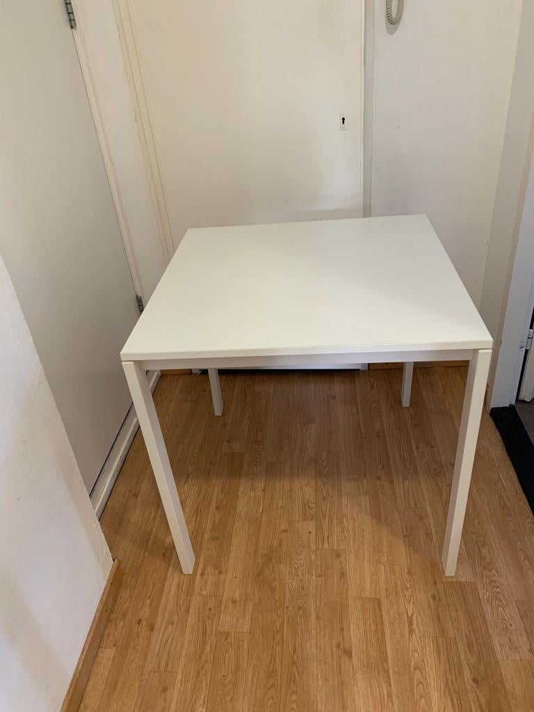 Witte Ikea melltorp tafel/Eenvoudig te demonteren, monteren, Ophalen, Gebruikt, 100 tot 150 cm, Vierkant