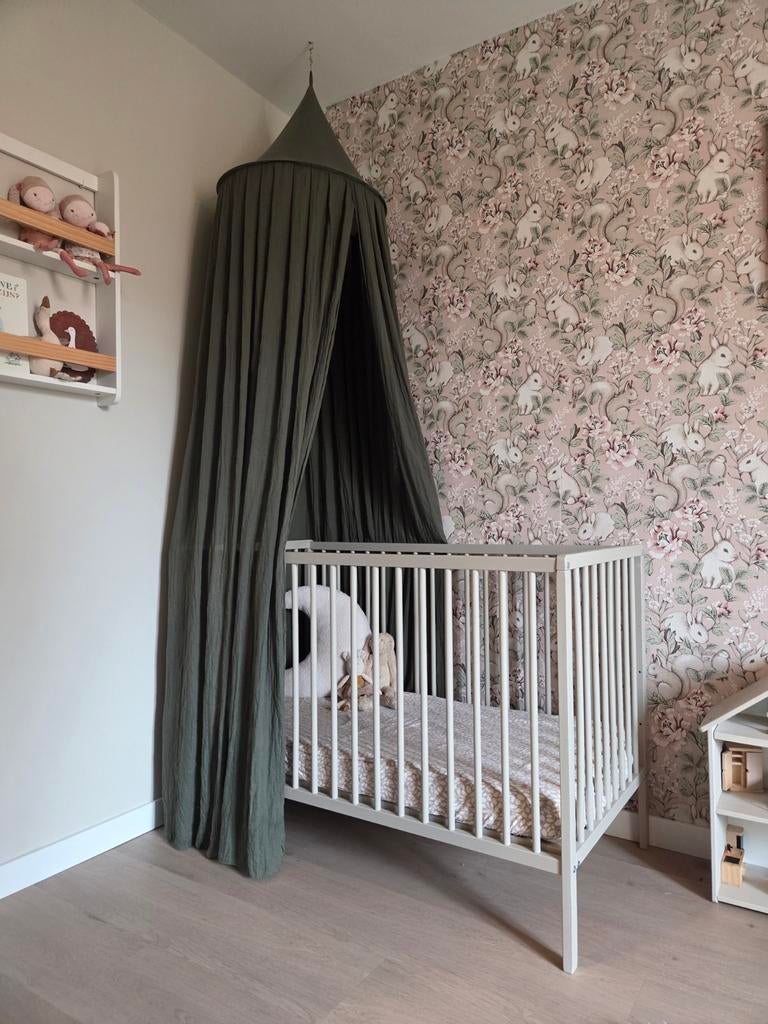 Beige/bruin ledikant met IKEA 3D matras, Ophalen, Gebruikt, Ledikant