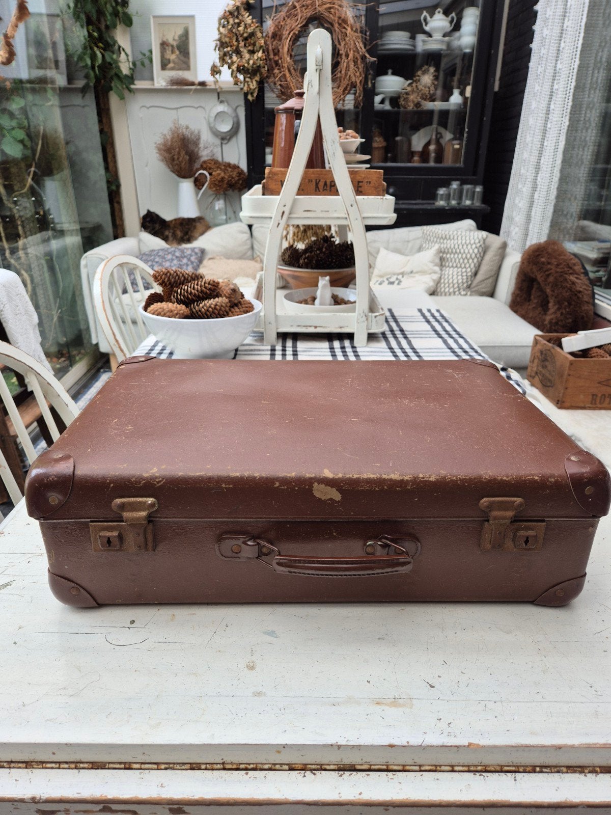 Oude brocante koffer, Antiek en Kunst, Curiosa en Brocante, Ophalen