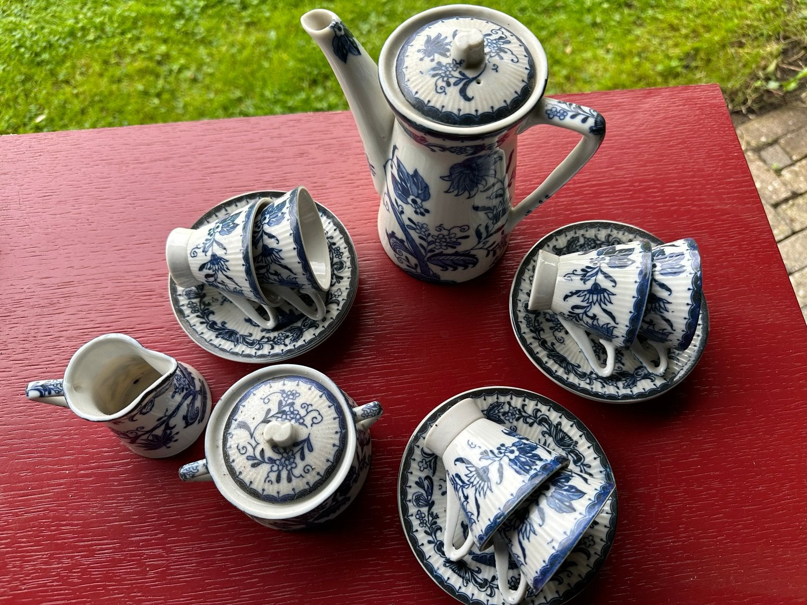 Vintage Delfts Blauw Koffieservies - 10-delig, Ophalen of Verzenden