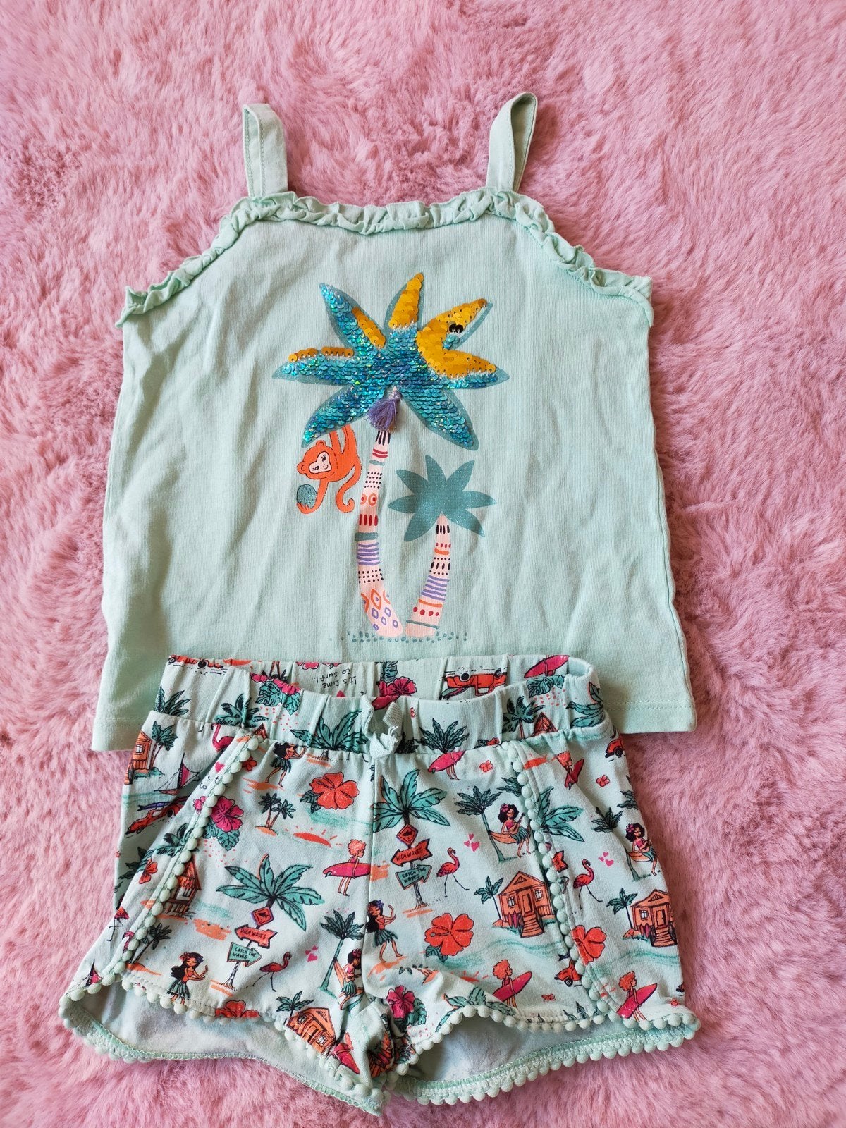 Nieuw! Supermooie set palmboom singlet/short van C&A! Mt.104, Kinderen en Baby's, Kinderkleding | Maat 104, C&A, Meisje, Nieuw