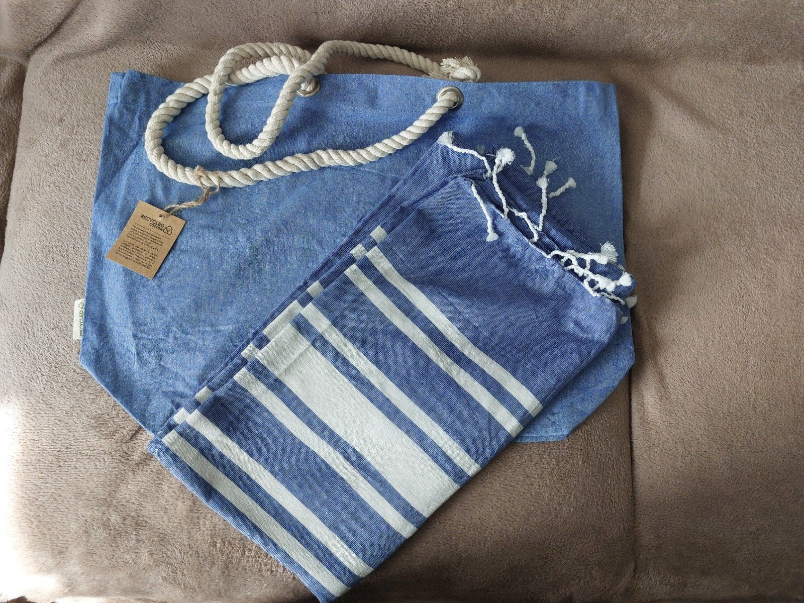 Nieuwe strandtas met bijpassend strandlaken, Ophalen of Verzenden, Nieuw, Blauw, Shopper