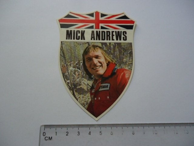 sticker oud Motorcross Mick Andrews Yamaha cross motor retro, Verzenden, Zo goed als nieuw, Bedrijf of Vereniging