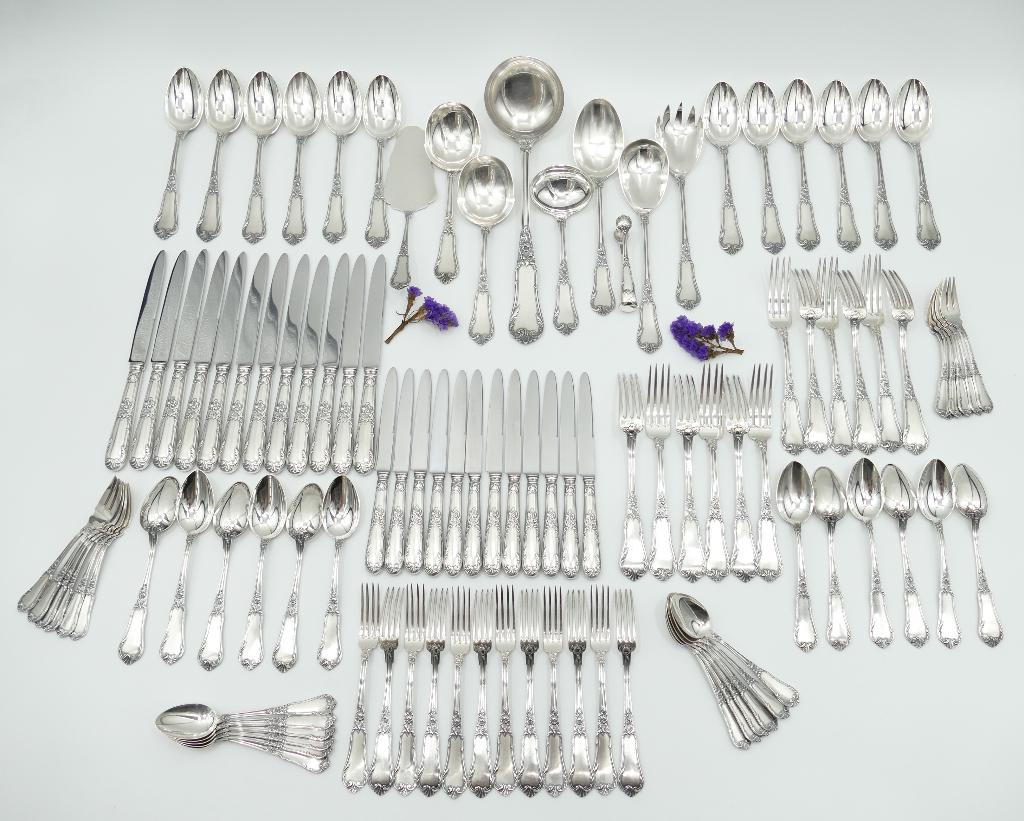 Verzilverde Regence bestekset - 105st /12-pers - B.Wiskemann, Ophalen of Verzenden