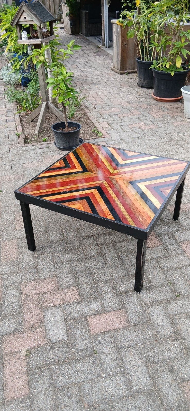 Unieke salontafel met mozaïek blad, Gebruikt, 50 tot 100 cm, Vierkant, 50 tot 100 cm