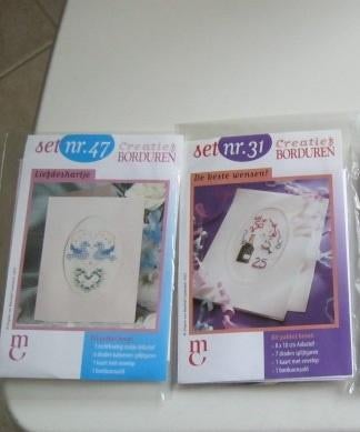 Borduurpakketjes Met Dmc stof zonder patroon nr 31 47, Verzenden, Nieuw, Handborduren, Patroon