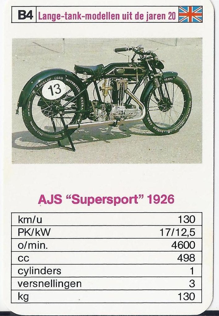 M8 motorkaartje ajs supersport 1926 ( b4), Ophalen of Verzenden, Zo goed als nieuw, Motoren