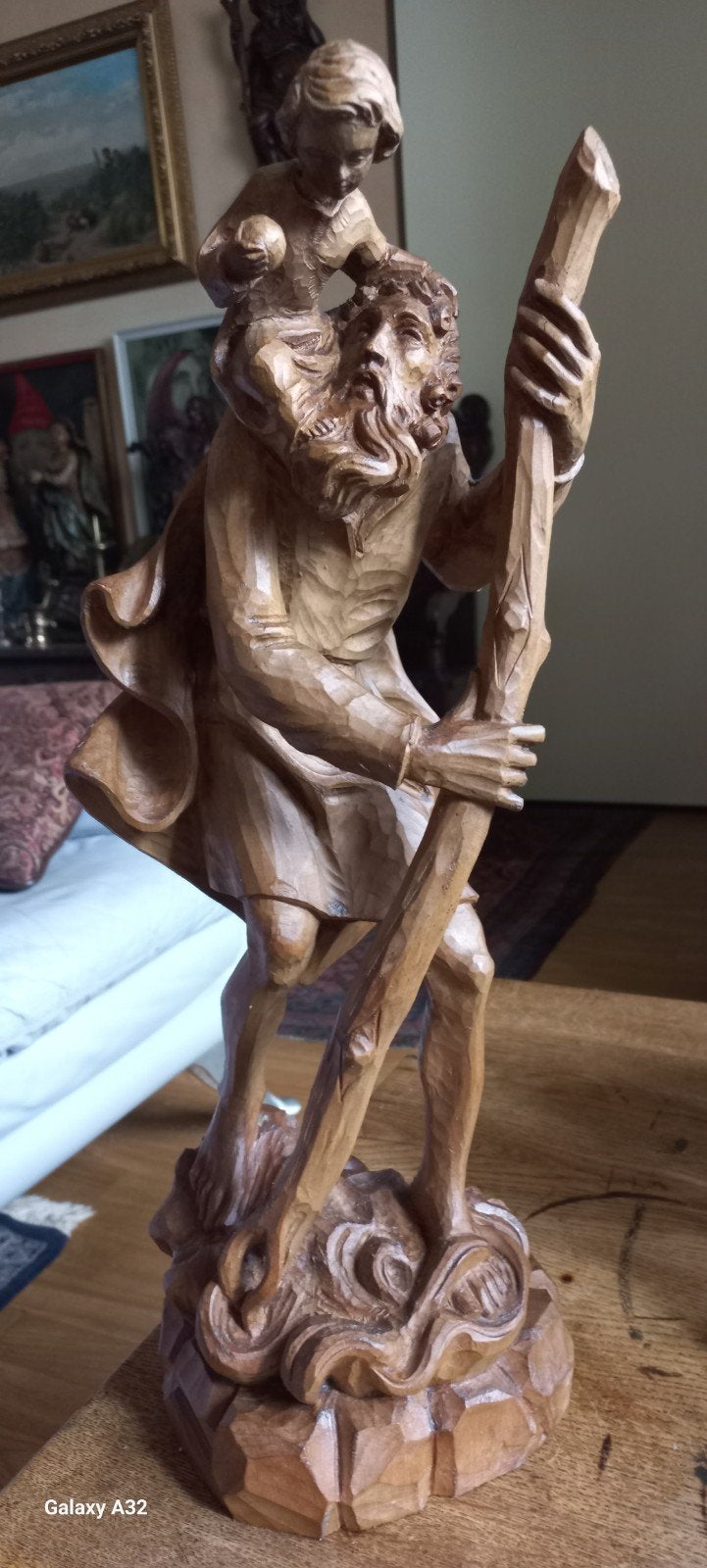 Sint Christoffel houten beeld ., Antiek en Kunst, Antiek | Religie, Ophalen of Verzenden
