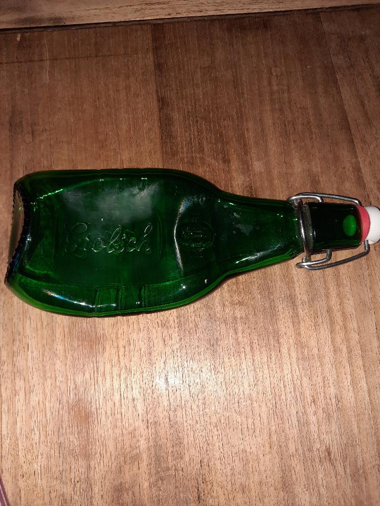 Platte Grolsch beugelfles, Verzamelen, Biermerken, Ophalen of Verzenden, Flesje(s), Grolsch