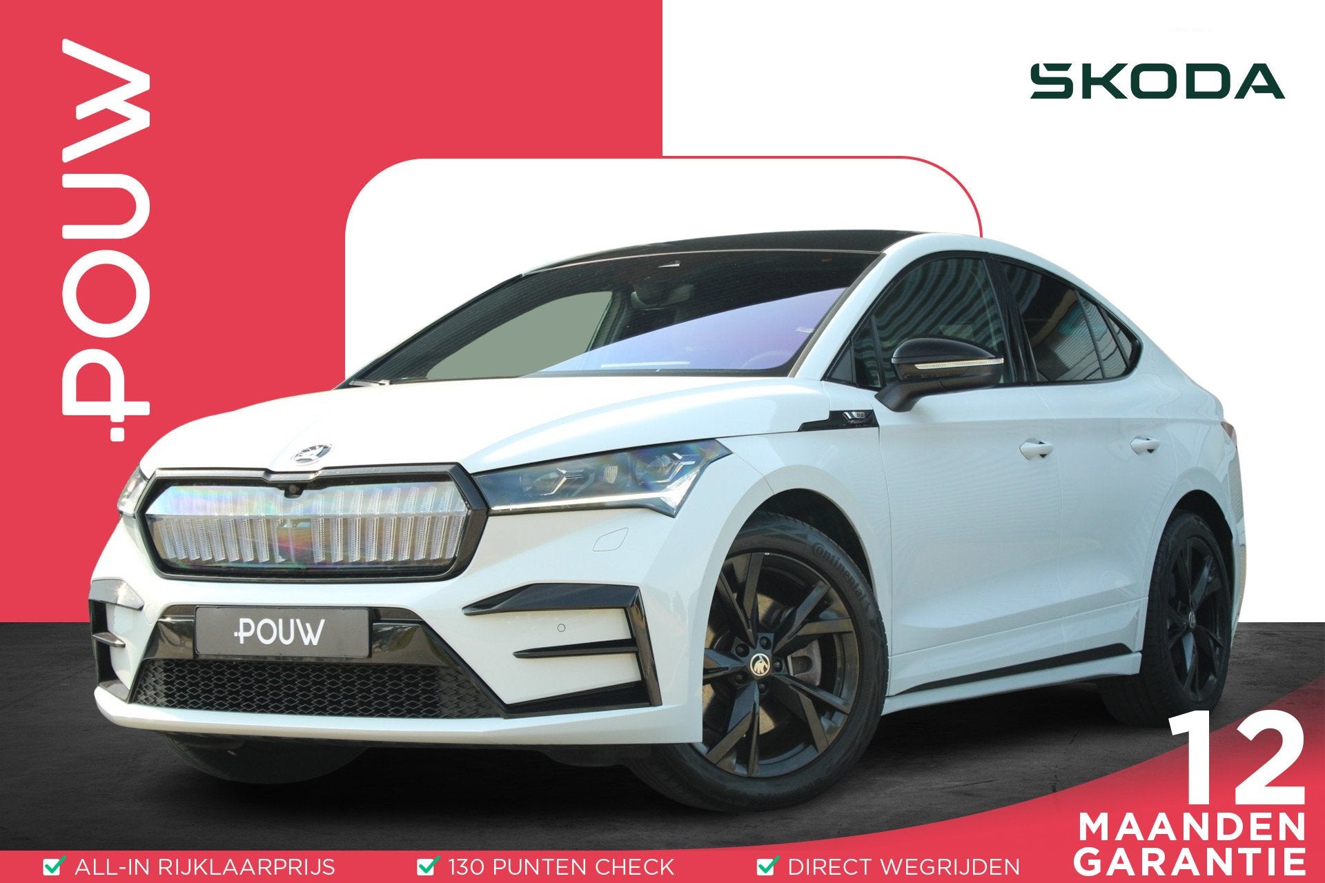 Skoda Enyaq Coupé RS 80 300pk | SoH 92% | Trekhaak | Panora, Auto's, Automaat, 12 maanden, Gebruikt, Zwart