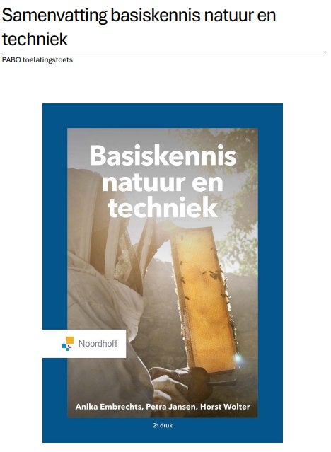 Samenvatting basiskennis natuur en techniek pabo 2026, Ophalen of Verzenden, Beta, Nieuw, HBO