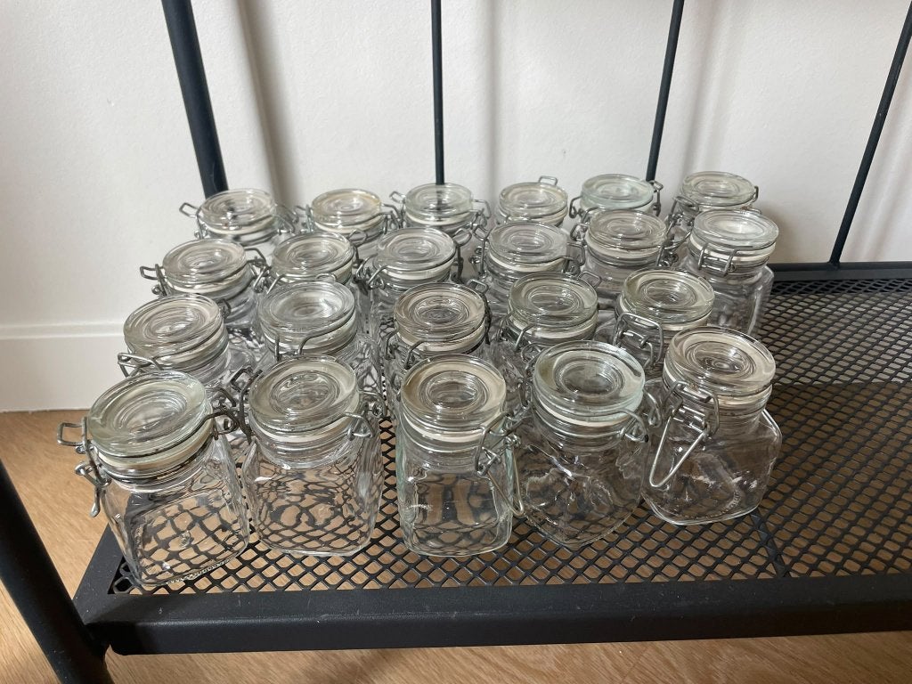 Dille & Kamille potjes, Huis en Inrichting, Ophalen, Gebruikt, Overige typen, Glas