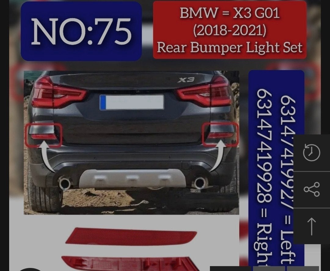 IND G01 X3 LCI M-Sport Painted Rear Reflector Set, Ophalen