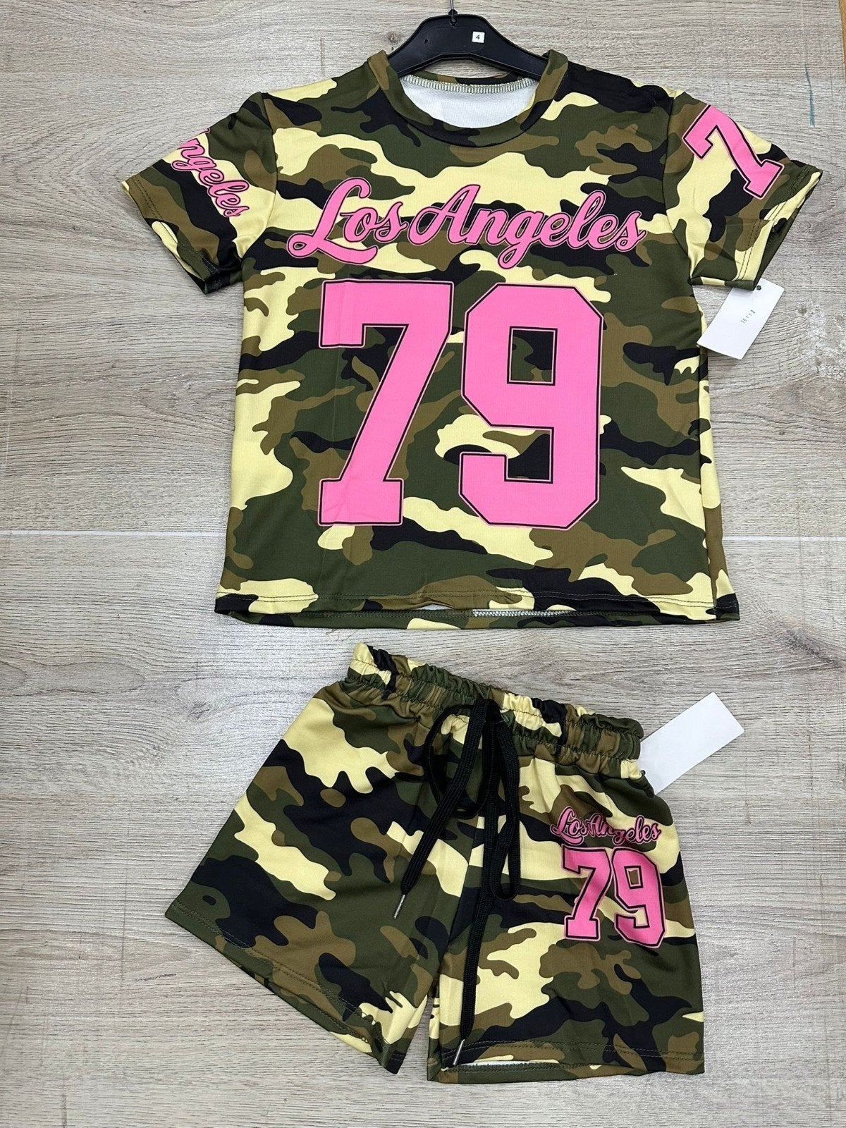 Nieuwe 2-delige meisjes set - Camouflage Los Angeles 79, P, Meisje, P, P