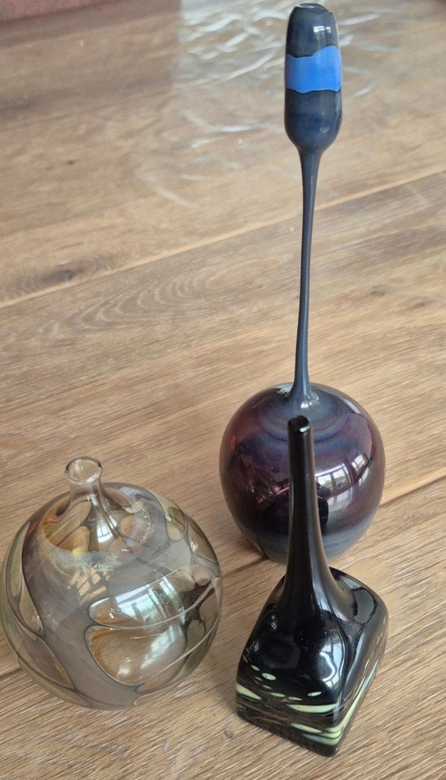 Set van 3 unieke studioglas objecten: Hora, Müller, AM. PA., Ophalen of Verzenden, Object, Glas, Handgemaakt