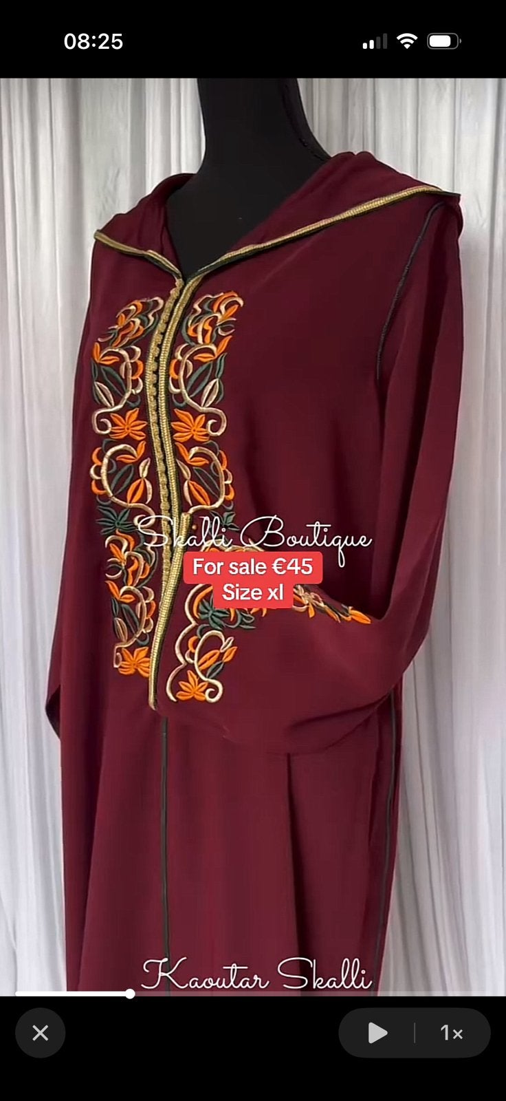 Jelaba rood met knoopjes goud maat xl, Overige typen, Maat 46/48 (XL) of groter, Ophalen of Verzenden, Zo goed als nieuw