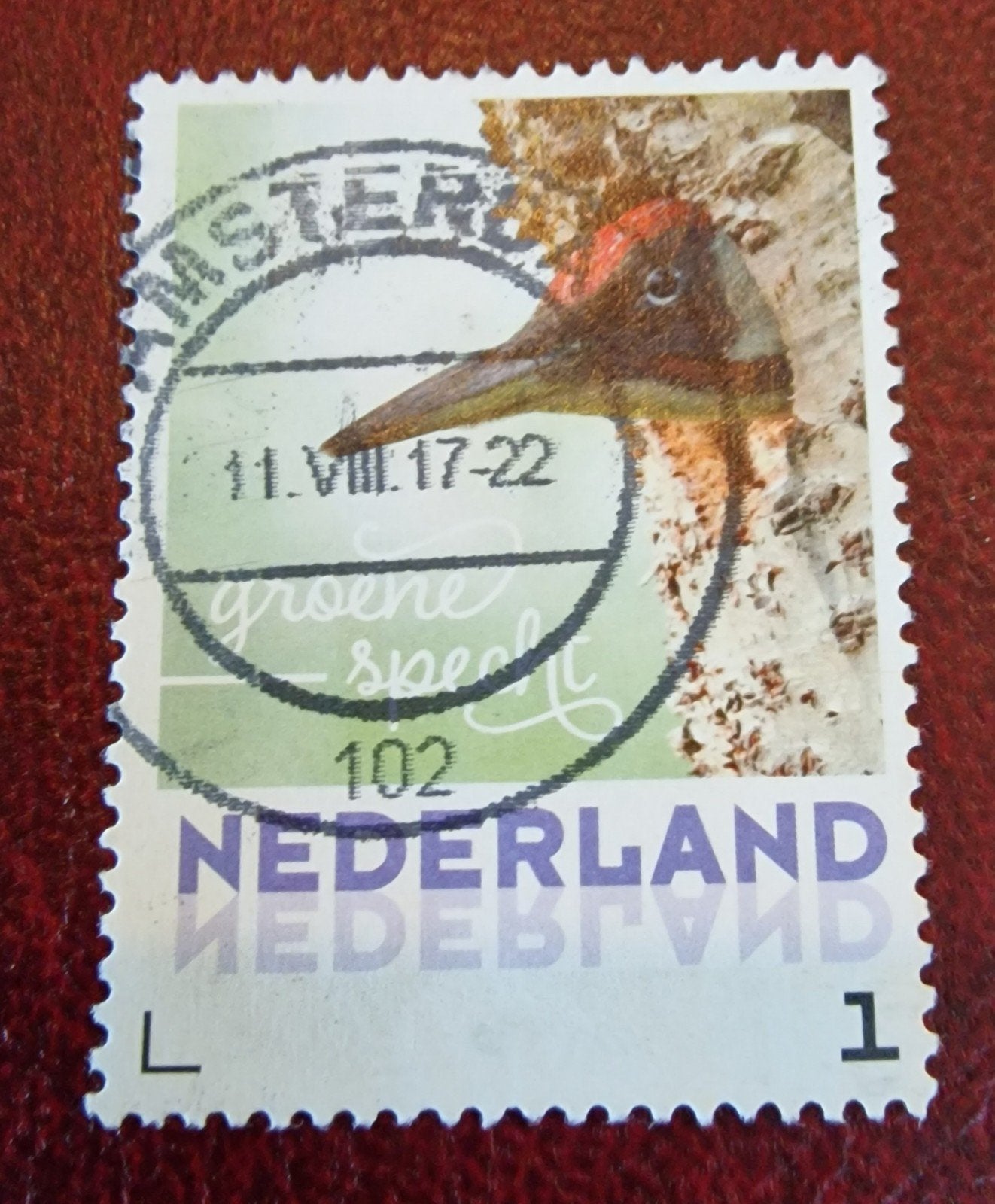 kv823 persoonlijke  postzegel Groene Specht gestempeld, Ophalen of Verzenden, Na 1940, Gestempeld