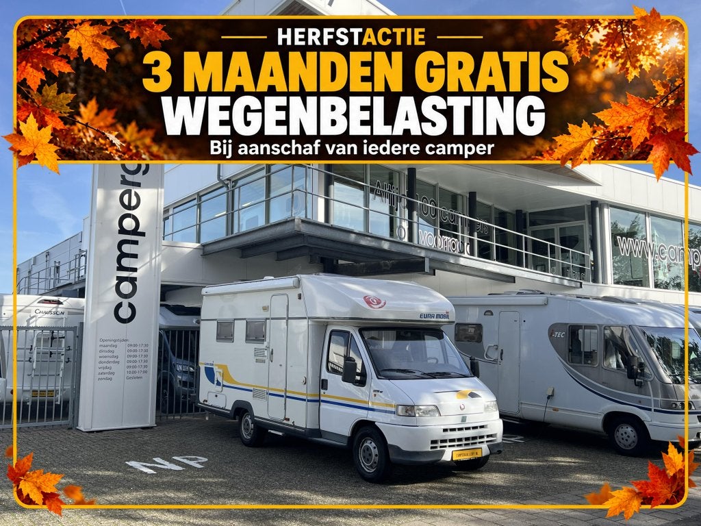 Eura Mobil Profila FRANSBED 6.00M FIETSENDRAGER OP CHASSIS, Fiat, Tot en met 2, Bedrijf, 6 tot 7 meter
