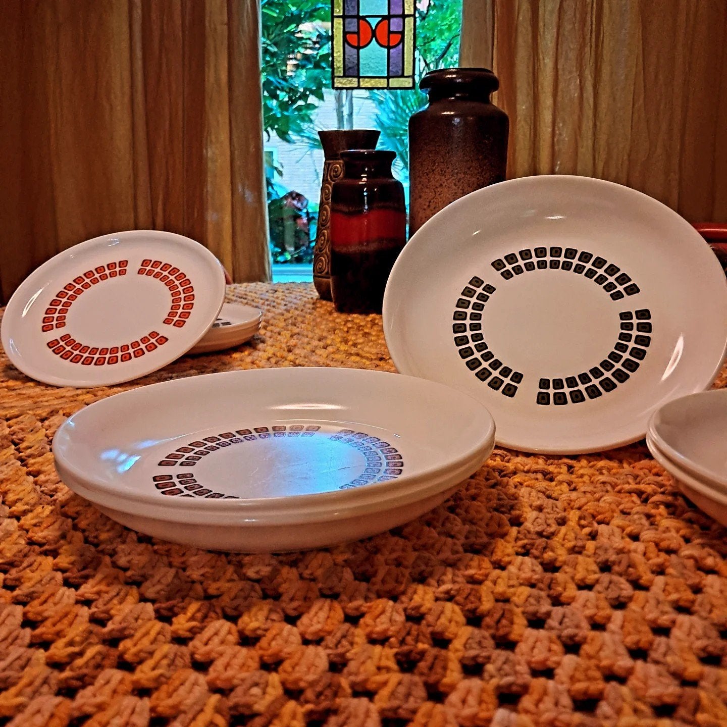 Vintage 12-delig Arcopal France bordenset, Huis en Inrichting, Keuken | Servies, Ophalen, Overige materialen, Zo goed als nieuw