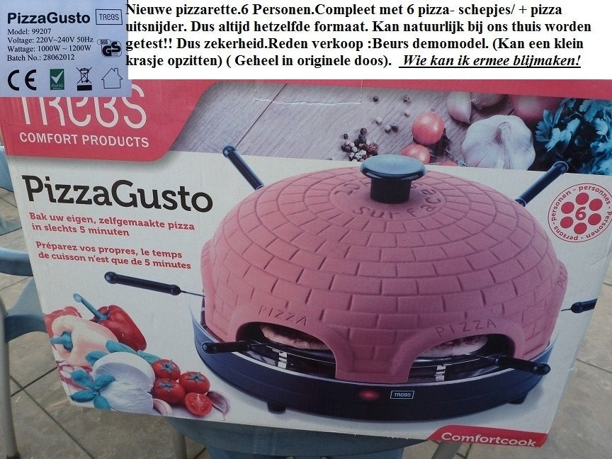 Nieuw.PizzaretteGusta.(6)Persoons.220.Volt.1200.Watt.Complee, Ophalen of Verzenden, Nieuw, Gusta