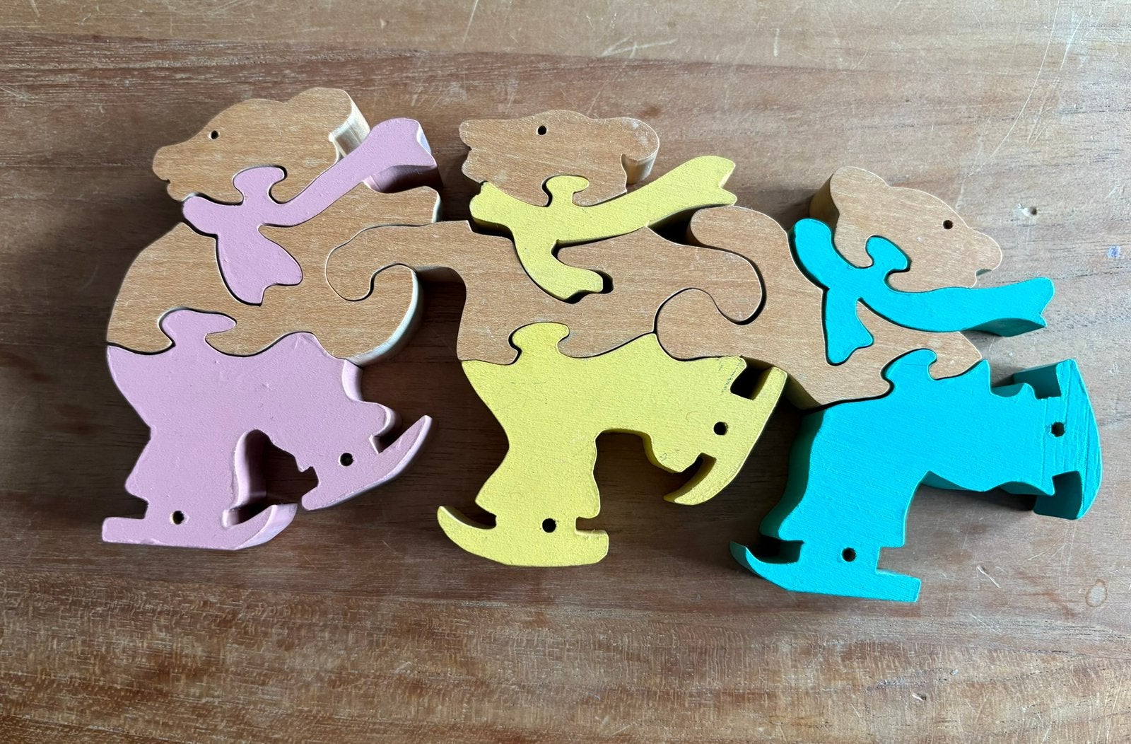 Houten beren puzzel 12 stukjes, Ophalen of Verzenden, 10 tot 50 stukjes, Zo goed als nieuw
