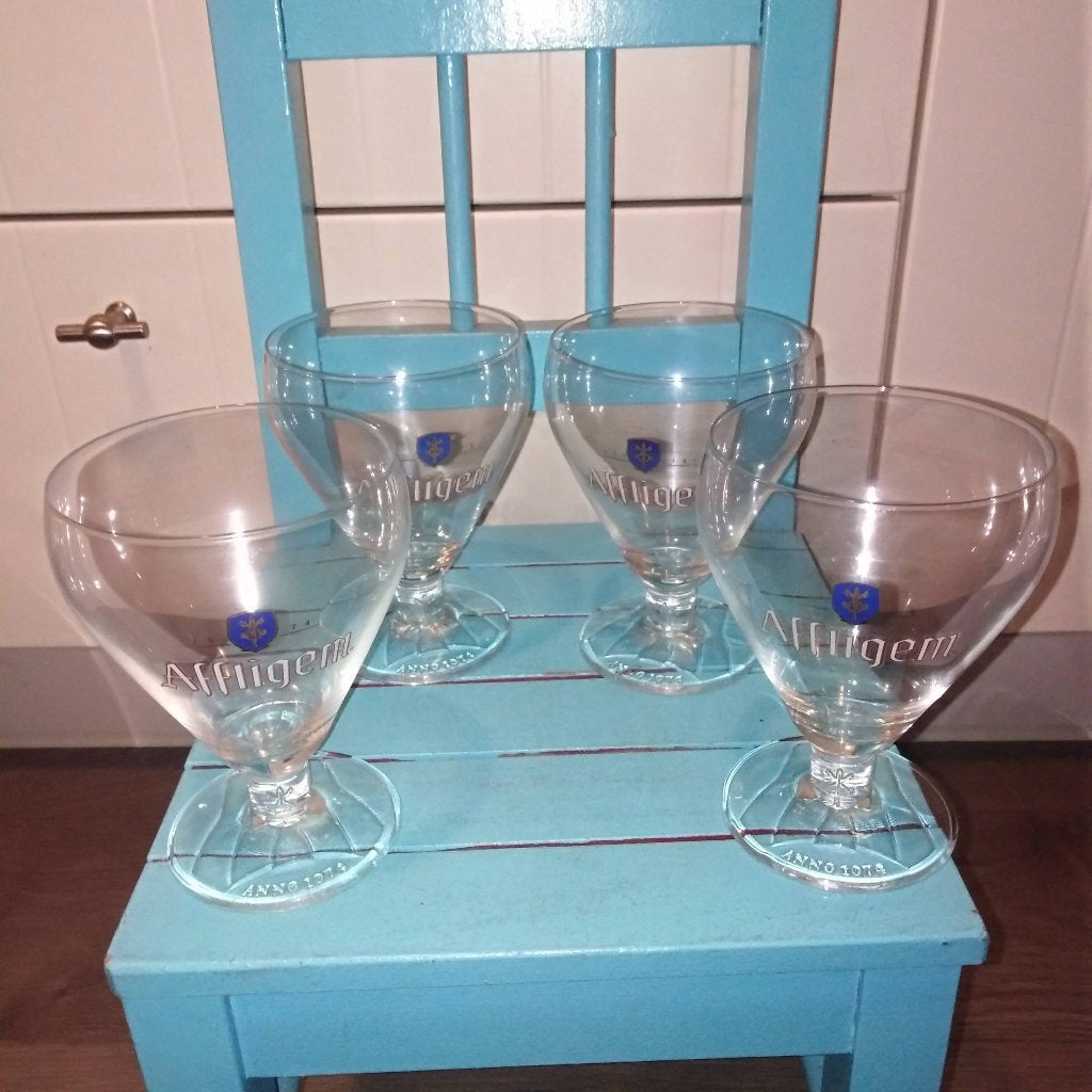 Affligem bierglazen 4 stuks, Ophalen, Gebruikt, Glas of Glazen, Overige merken