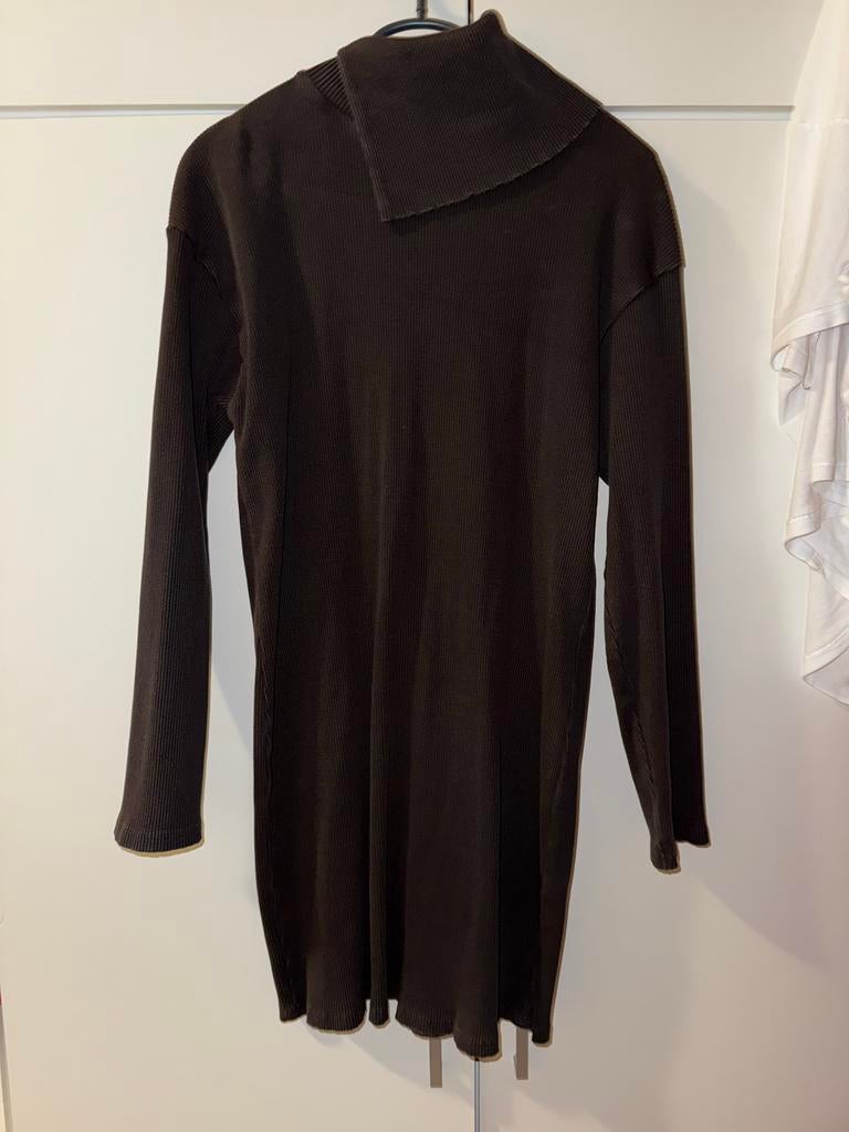 Zara ribgebreide coltrui jurk - Maat L, Bruin, Maat 42/44 (L), Ophalen of Verzenden, Zo goed als nieuw