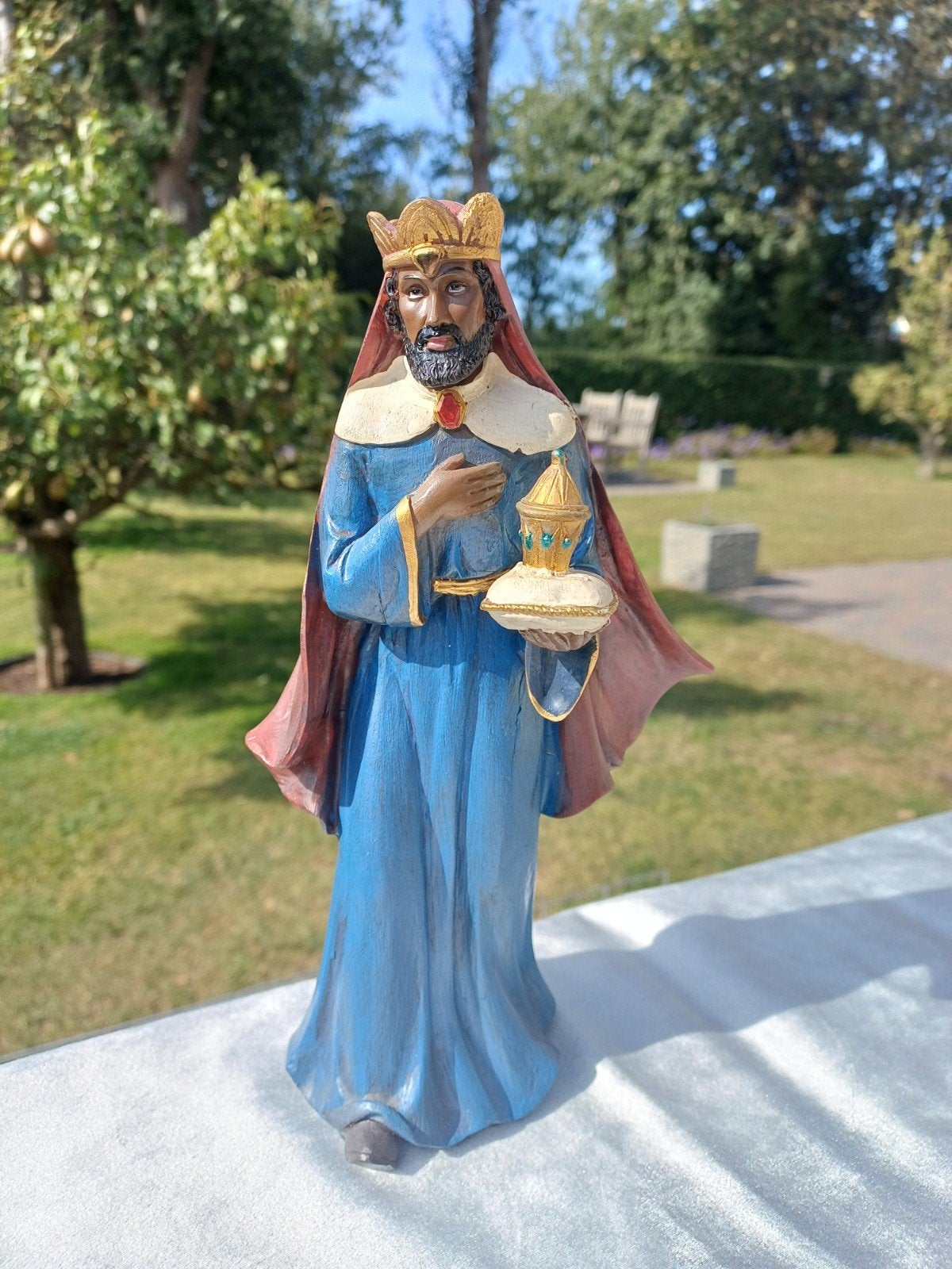 Religieus Beeldje / Beeld Baltasar hoog +/- 23 cm voor € 10, Verzamelen, Religie, Ophalen, Zo goed als nieuw, Beeld(je)