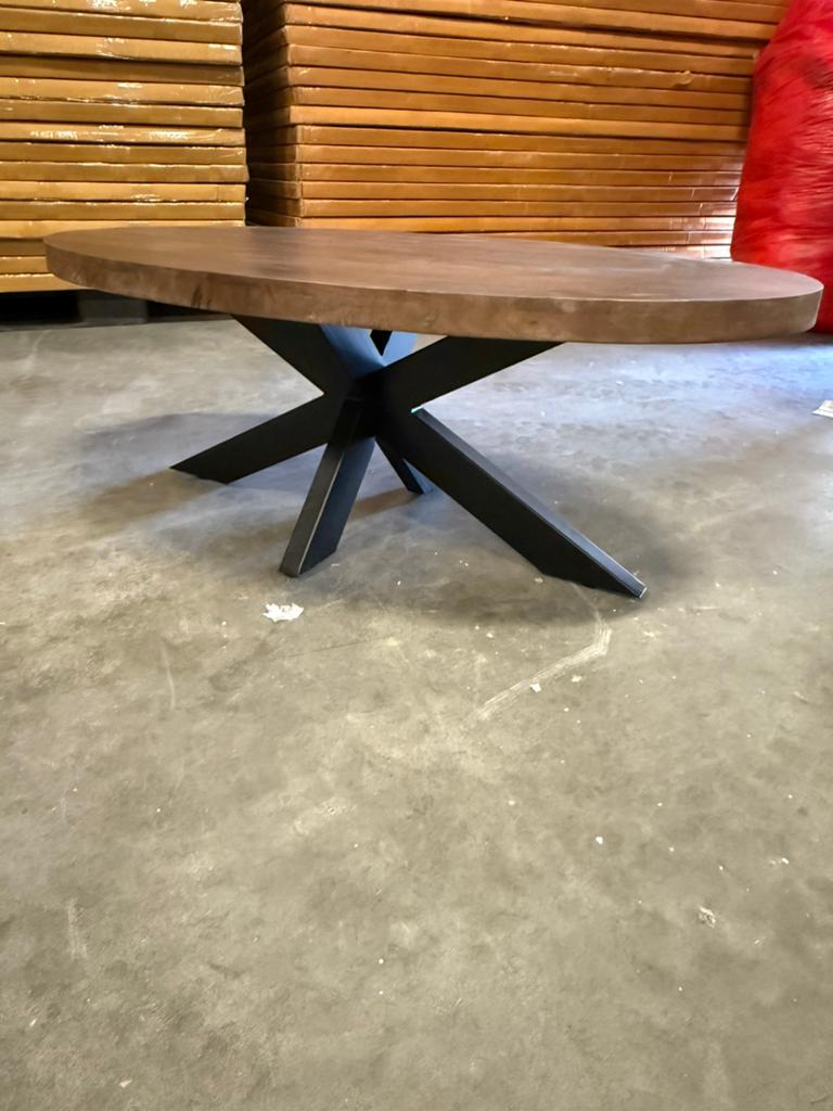 Ovale mango salon tafel nieuw uit voorraad leverbaar, Huis en Inrichting, Tafels | Salontafels, Ophalen, 100 tot 150 cm, Nieuw