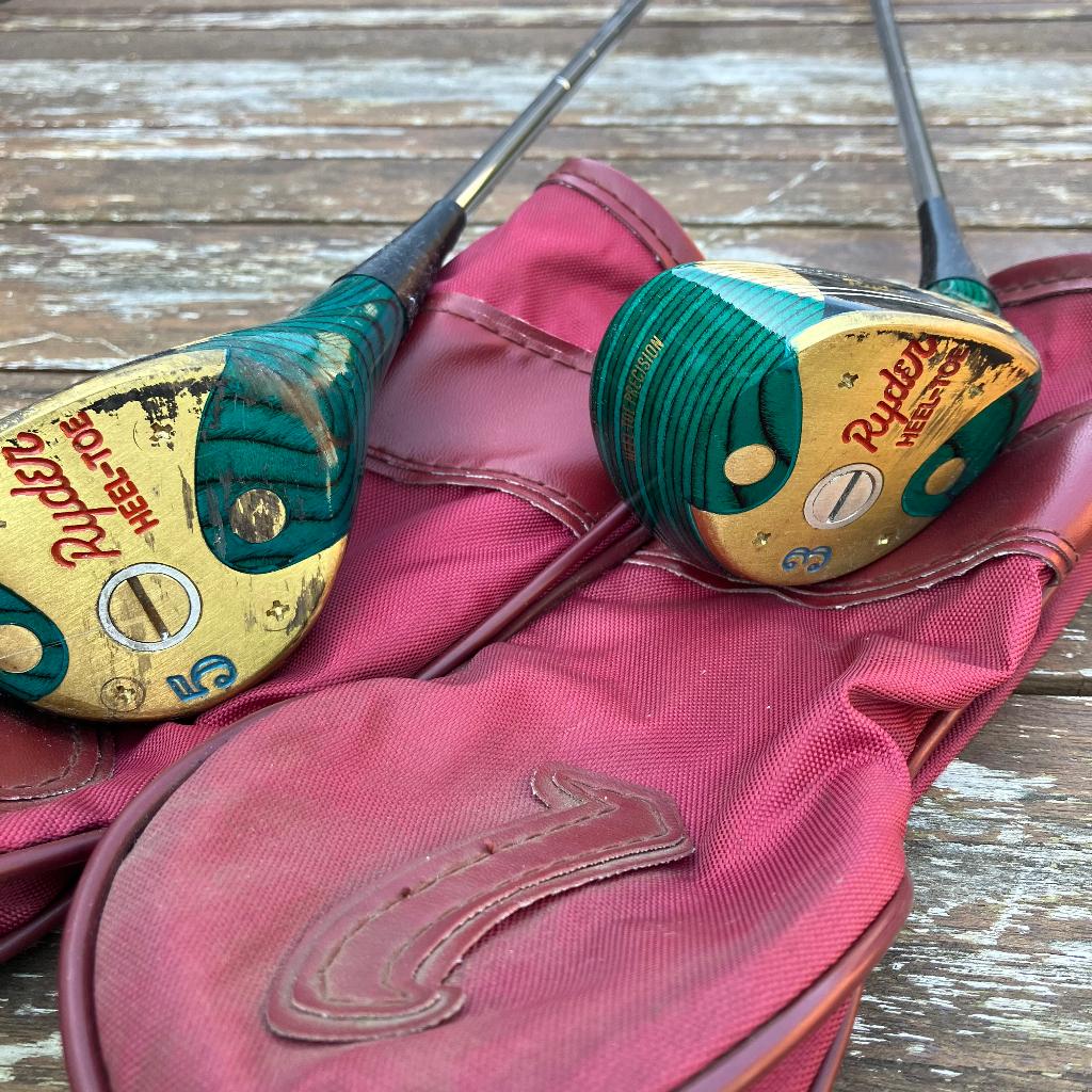 Ryder heel-toe houten 5 en 3 RH houten golfclubs, Overige merken, Set, Gebruikt, -