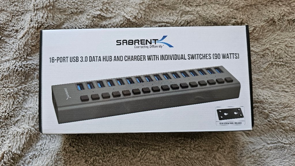 Sabrent 16-Port USB 3.0 Hub + Charger 90W, Computers en Software, Ophalen of Verzenden, USB-hub, Sabrent, Gebruikt