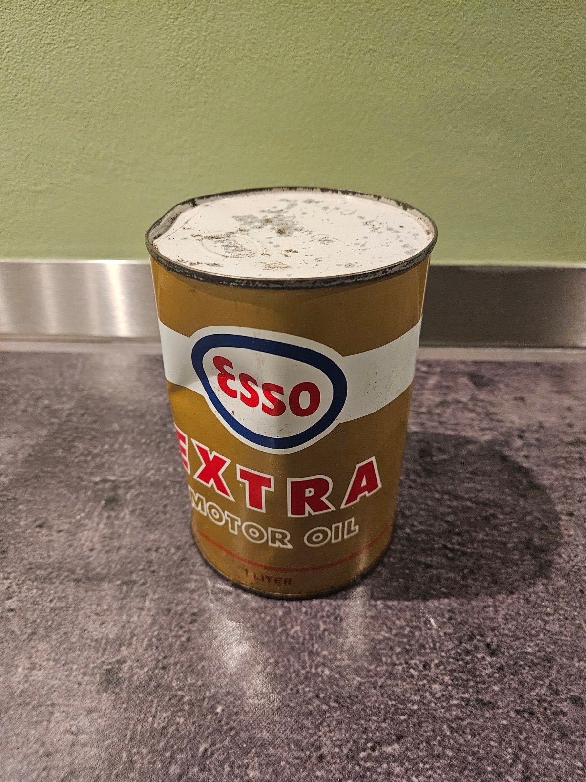 Vintage Esso Extra Motor Oil blik - 1 liter, Ophalen of Verzenden, Gebruikt, Overige, Overige merken