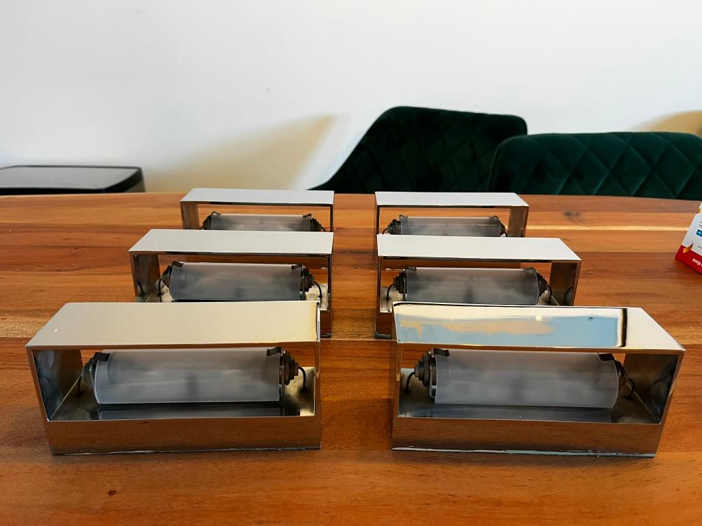 6x Design RVS Wandlampen Luxe Wandverlichting(LED geschikt), Ophalen of Verzenden, Gebruikt, Metaal