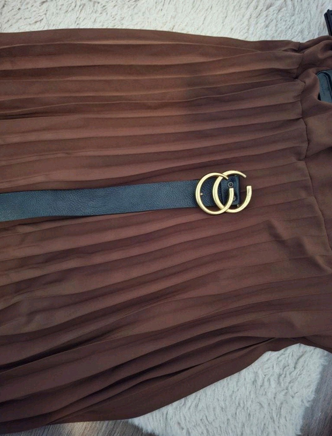 Elegante Bruine Plissé Rok met Ceintuur - Nieuw, Bruin, Nieuw, Ophalen of Verzenden, Maat 36 (S)