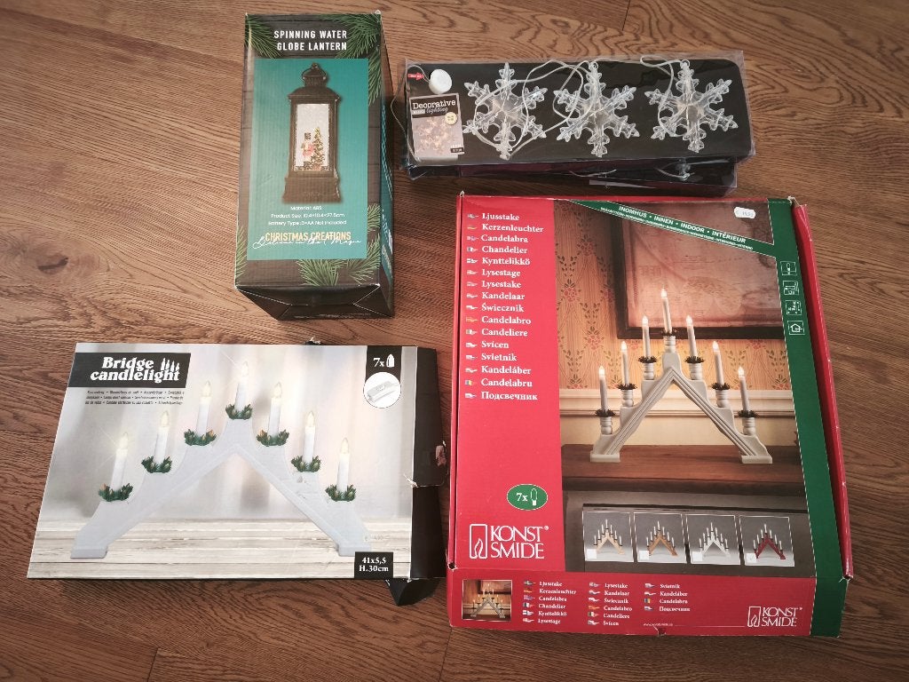 Kerstdecoratie set – lantern, kaarsenhouders, verlichting, Ophalen, Zo goed als nieuw
