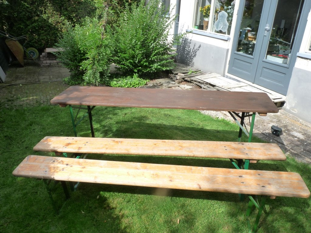 Picknick tafel Bierbanken Biertafel set robuust gebouwd, Ophalen, Zo goed als nieuw, Inklapbaar, Rechthoekig