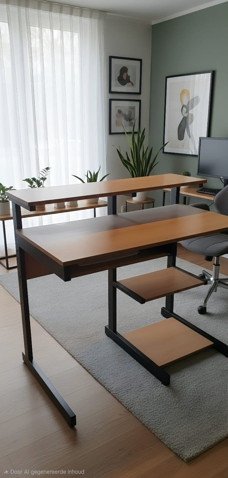 Modern bureau met Schappen - Opbergruimte, Ophalen, Opbergruimte, 120 cm, Hout