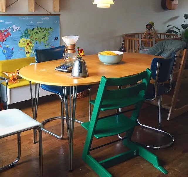 Deens design - spanpoot tafel, 50 tot 100 cm, Zo goed als nieuw, Vijf personen of meer, 150 tot 200 cm