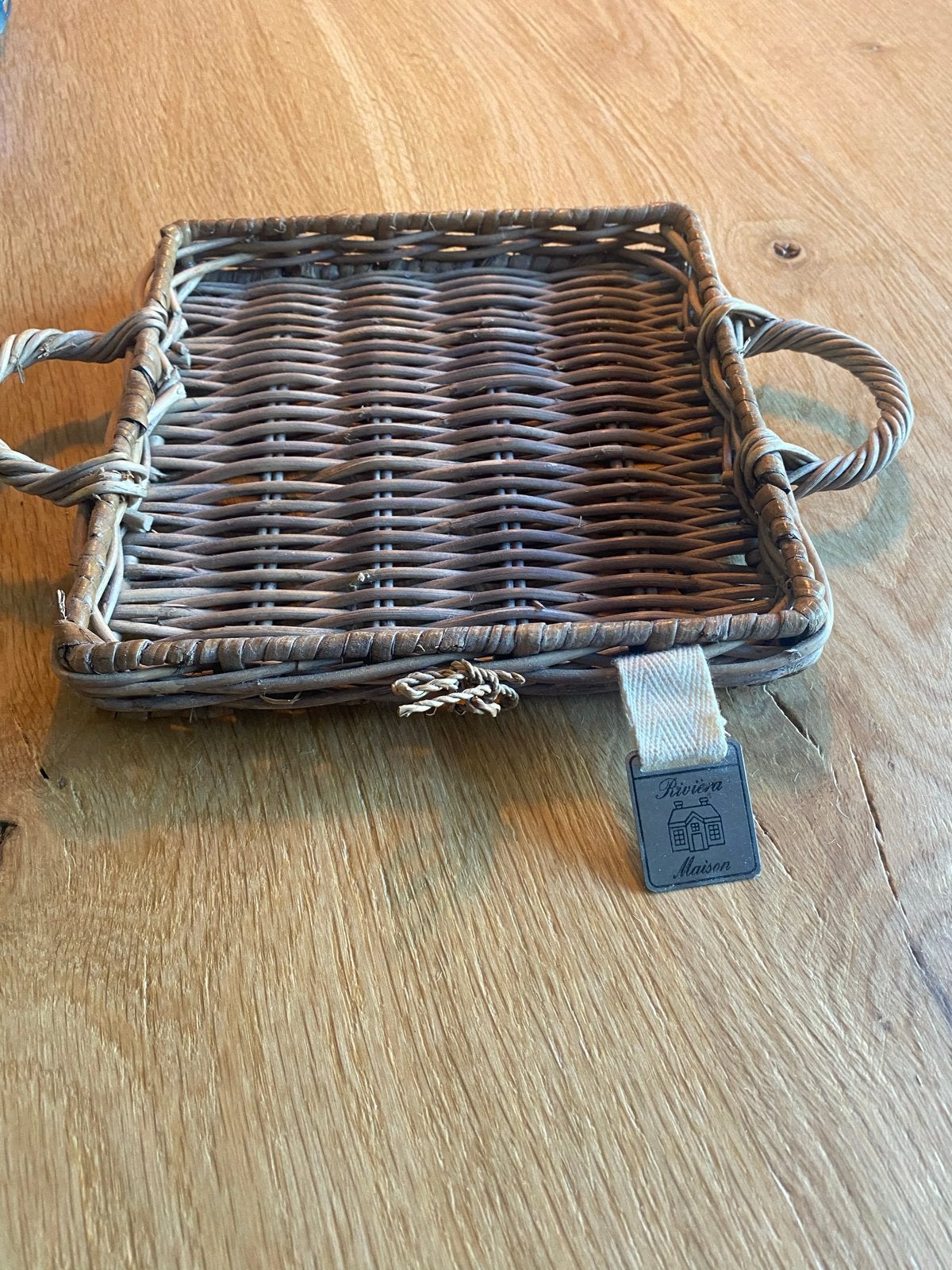 Riviera Maison dienblaadje van rotan, Huis en Inrichting, Natuurlijk materiaal, Vierkant, Ophalen of Verzenden, Zo goed als nieuw