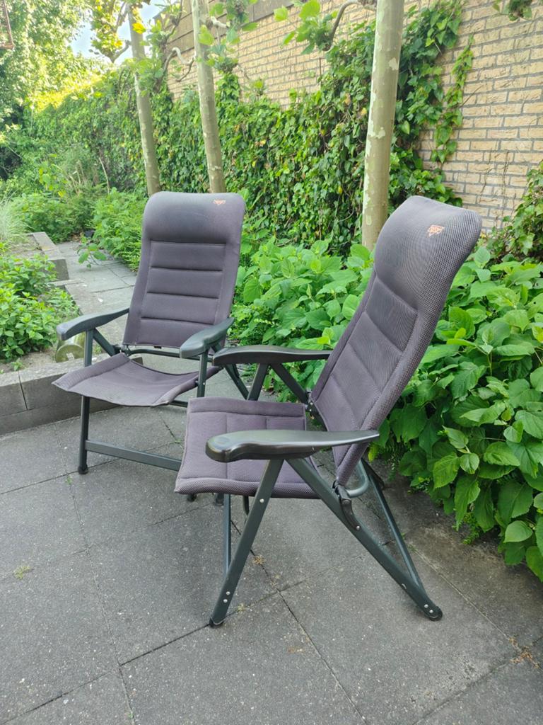 2 Crespo tuinstoelen - comfortabel en verstelbaar, Ophalen of Verzenden, Gebruikt, Aluminium, Verstelbaar