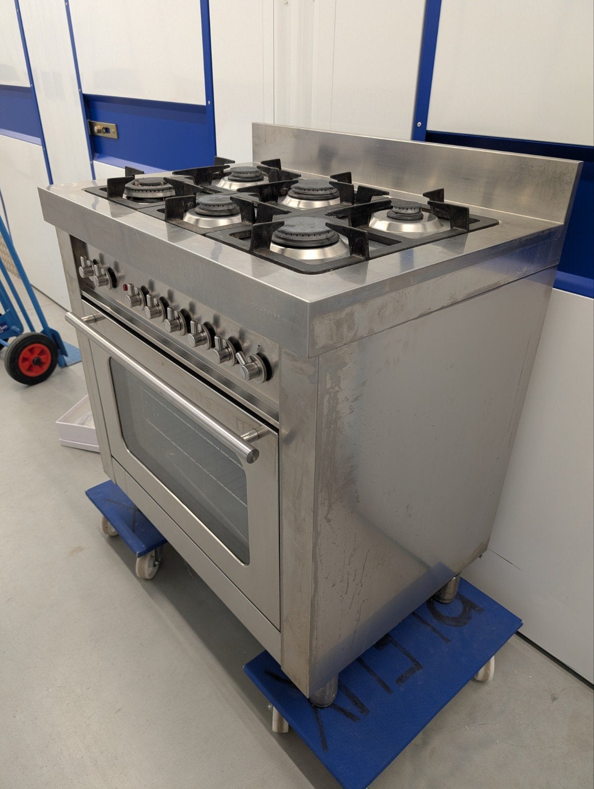 Solitaire Vrijstaand Gasfornuis met Oven - RVS, Ophalen, Gebruikt, Hete lucht, 60 cm of meer