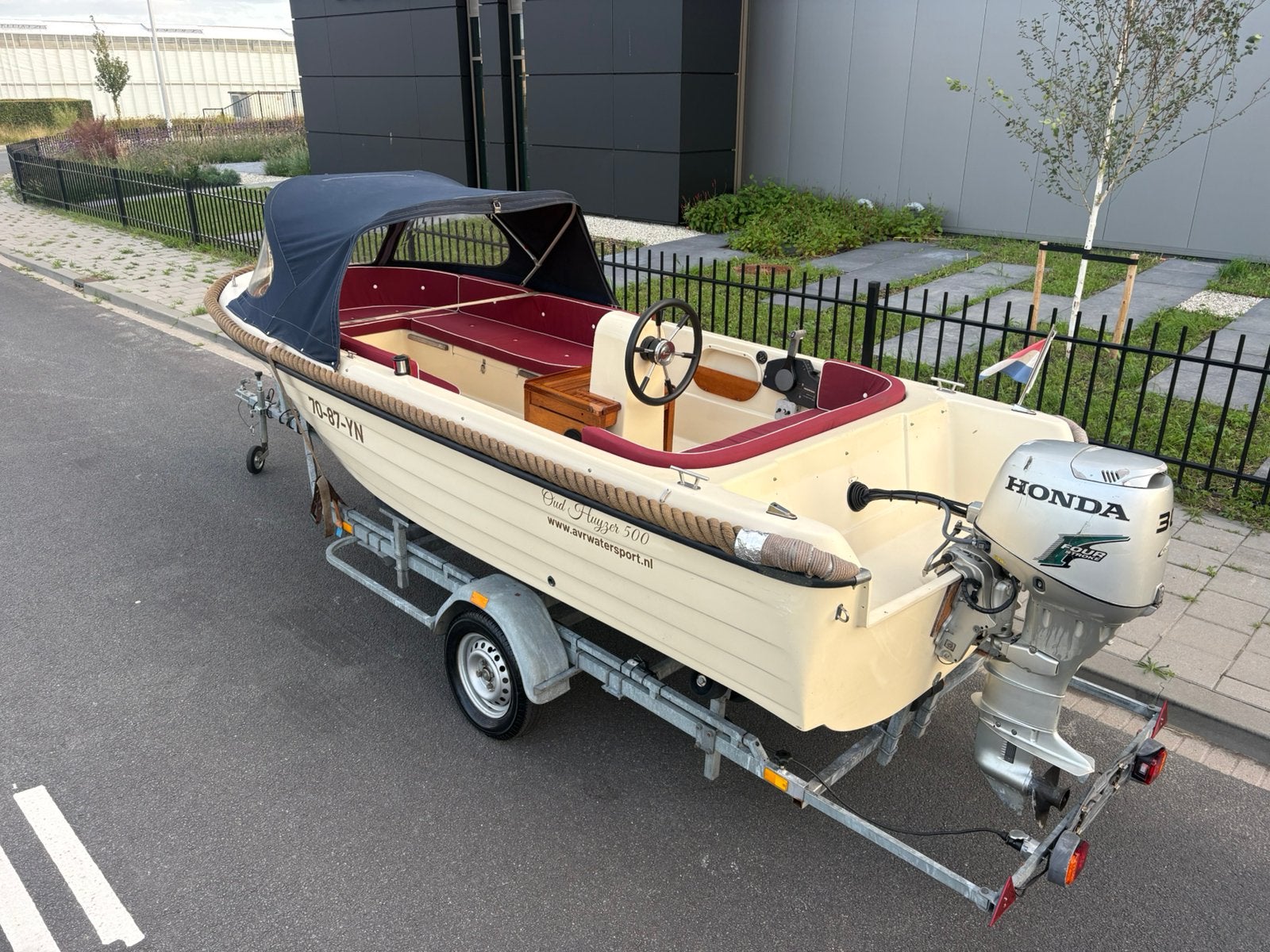 Oud huyzer 500 sloep motorboot tender honda 30 pk trailer., Ophalen, Buitenboordmotor, Overige typen, Gebruikt