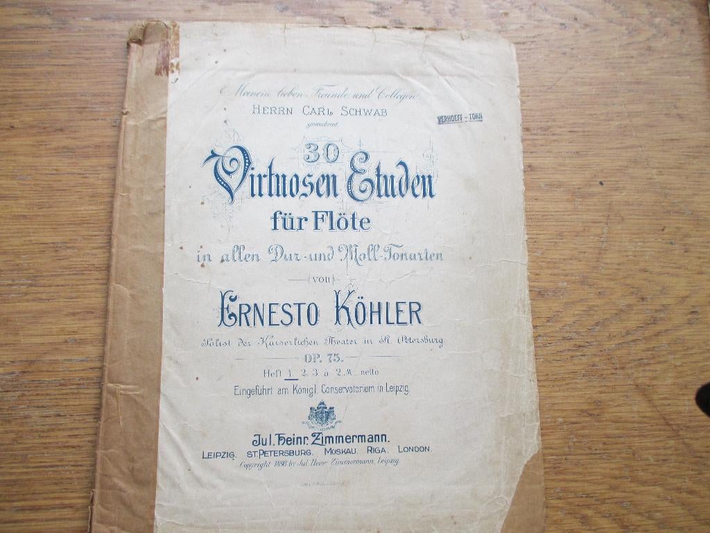 ERNESTO KÖHLER - 30 VIRTUOSEN ETUDEN- VOOR DWARSFLUIT, Muziek en Instrumenten, Gebruikt, Klassiek, Les of Cursus, Dwarsfluit of Piccolo