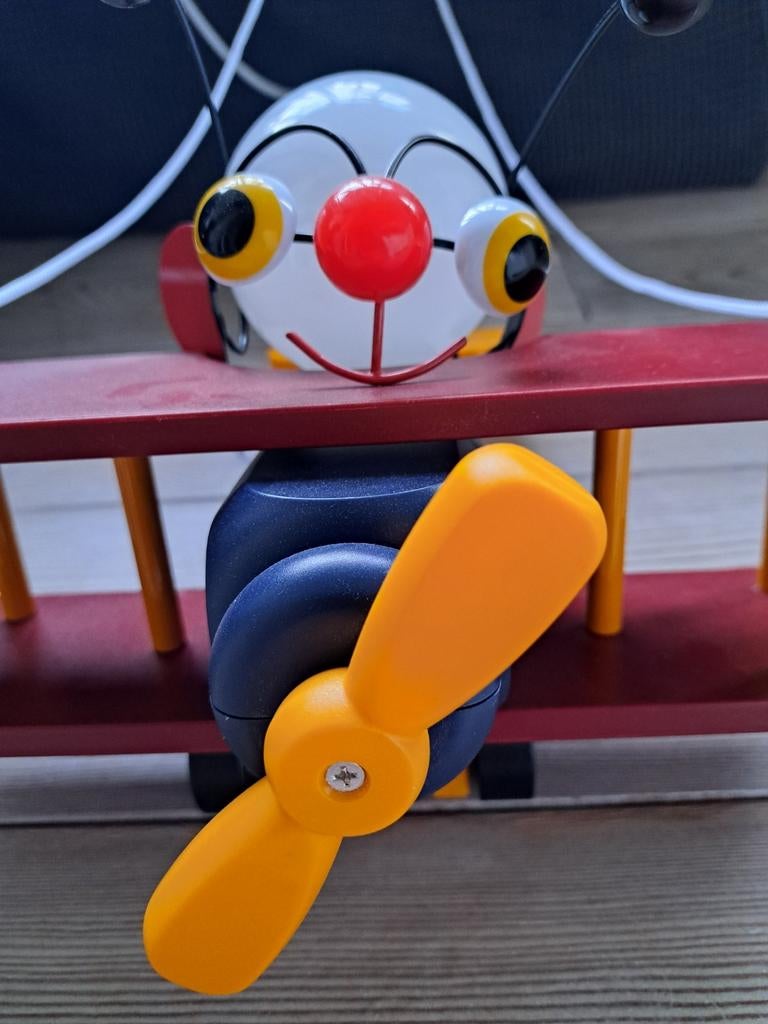 Houten vliegtuig met clown gezicht als lamp, Kinderen en Baby's, Speelgoed | Overig, Jongen of Meisje, Ophalen of Verzenden