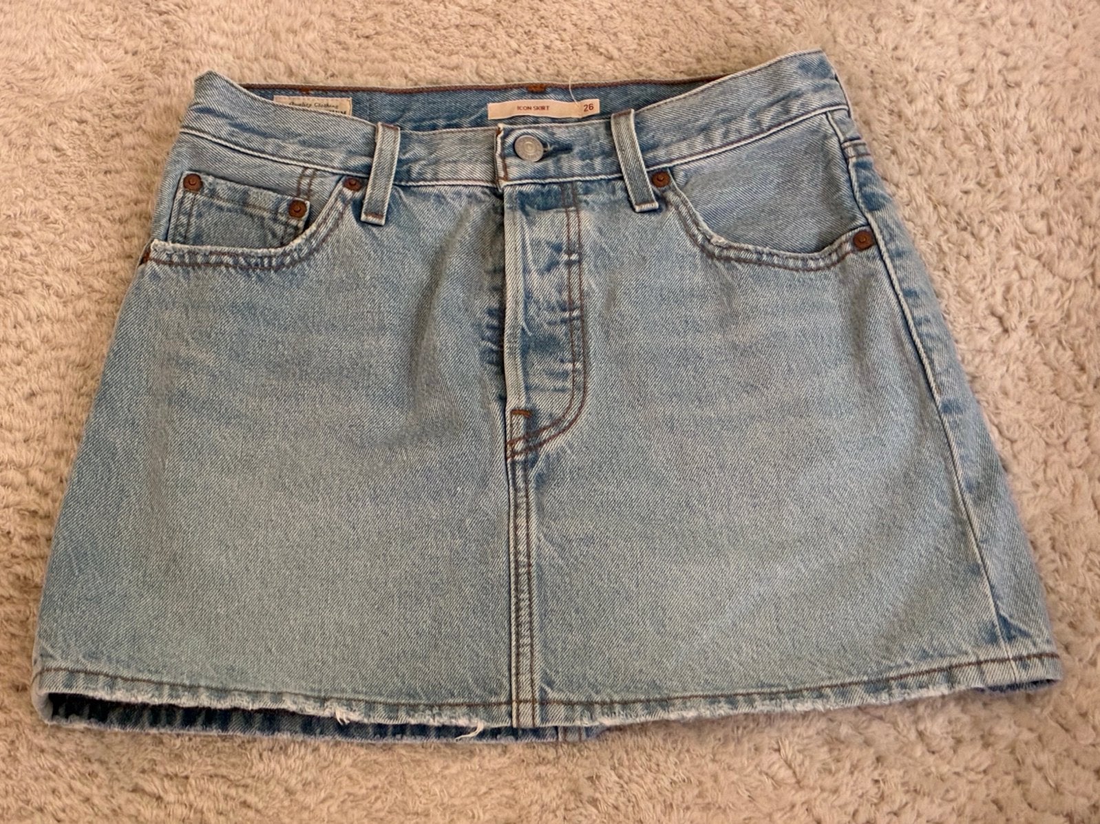 Levi Strauss & Co icon skirt maat 26, Kleding | Dames, Rokken, Zo goed als nieuw, Maat 38/40 (M), Blauw, Onder de knie, Ophalen of Verzenden