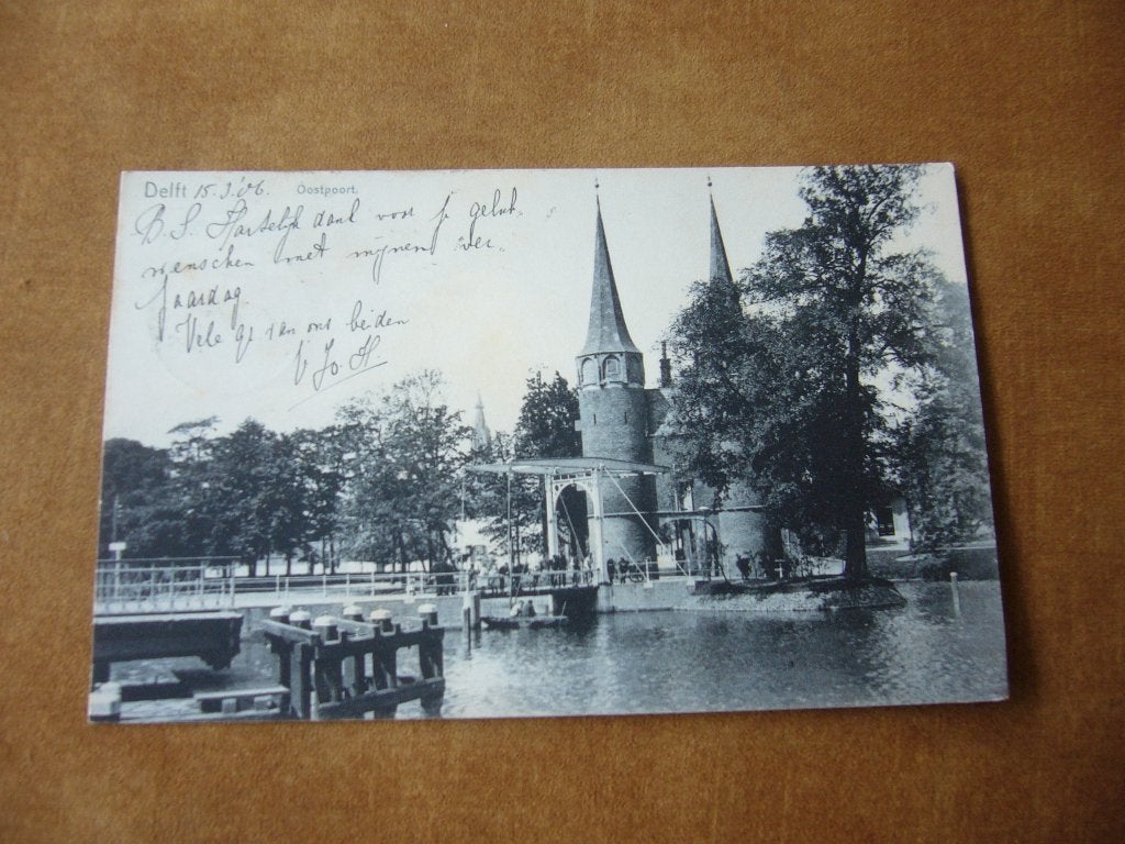 DELFT  =  OOSTPOORT  BRIEFKAART  1906, Ophalen of Verzenden, Voor 1920, Gelopen, Zuid-Holland